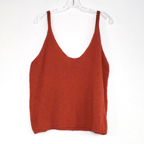 Abound Tops - Abound Rust Orange Knitted Sweater Tank Top